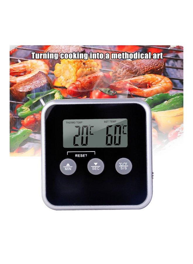 Temperature Alarm Thermometer with LCD Display White