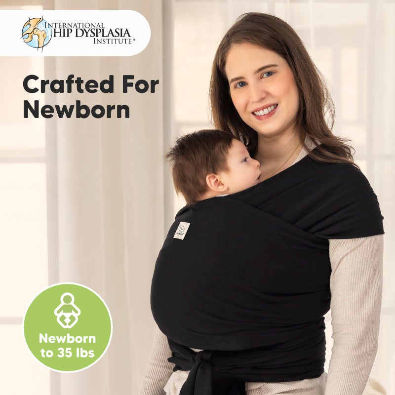 KeaBabies Baby Wrap Carrier - All in 1 Original Baby Carrier Newborn to Toddler Sling, Easy to Wear, Hands Free Bonding, Lightweight, Breathable Infant Wraps (Trendy Black) - Image 2