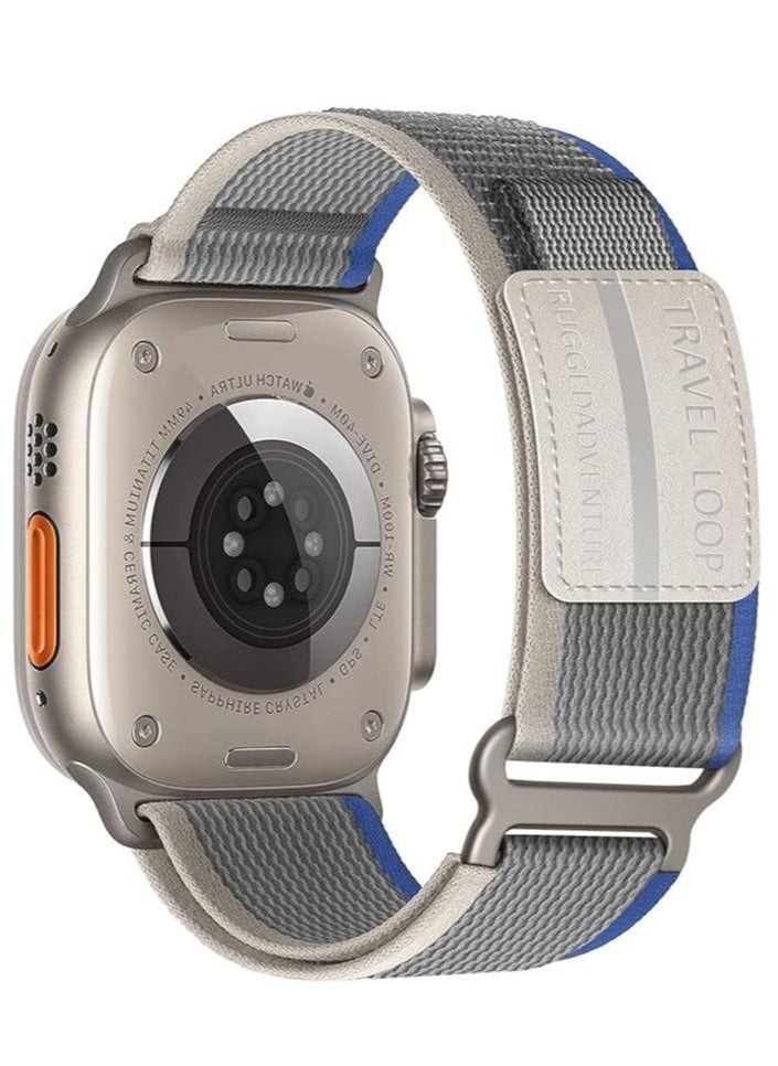 TIGER Trail Loop Nylon Band Compatible with Apple Watch Ultra/Ultra 2 (49mm), Series 10 (46mm), Series 9/8/7 (45mm), and 42mm Models – Lightweight, Breathable, Adjustable Sports Strap for Men & Women  Grey  - Image 1