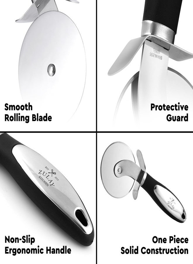 Zulay Kitchen Premium Pizza Cutter - Durable Stainless Steel Pizza Cutter Wheel - Easy-to-Clean, Easy-to-Use Pizza Slicer - Super Sharp with Non-Slip Handle - Dishwasher Safe Pizza Wheel (Black) - Image 5