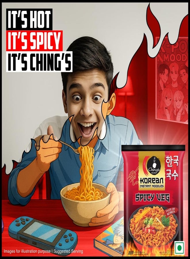 Ching's Ching’s Korean Spicy Veg Instant Noodles, 80g, Veg, It’s Hot, It’s Spicy, It’s Ching’s - Image 3
