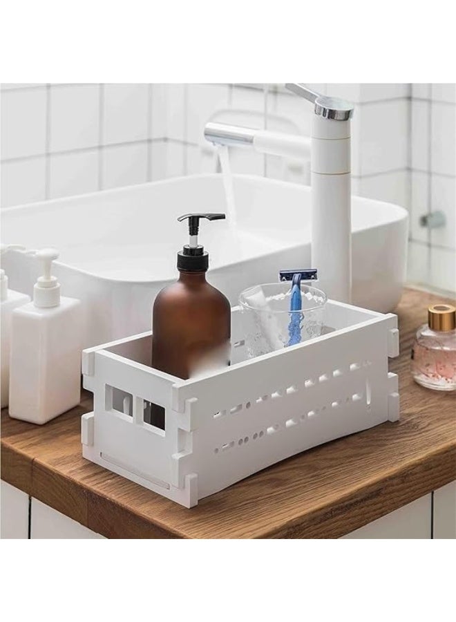 TPGP Bathroom Vanity Tray, Back Of Toilet Storage Basket, Toilet Tank Top Storage Box, (White) - Image 2
