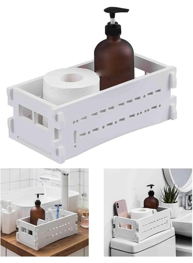 TPGP Bathroom Vanity Tray, Back Of Toilet Storage Basket, Toilet Tank Top Storage Box, (White) - Image 5