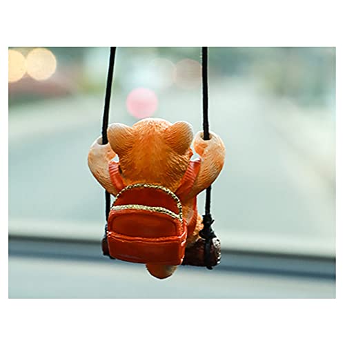 AMIORO Cute Swinging Cat Car Mirror Hanging Accessories Fun Interior Rearview Mirrors Decoration (Orange Cat) - Image 2