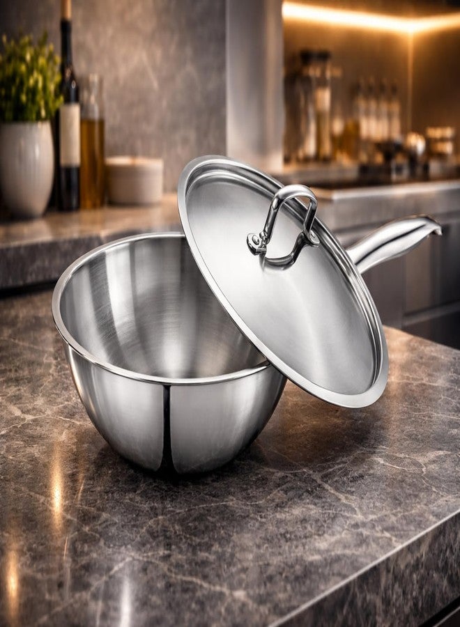 WEKTU Stainless Steel Wok with Lid, 20cm Diameter, 1.5 Litre Capacity, Triply Construction, Dishwasher and Oven Safe, Compatible with All Cooktops - Image 1