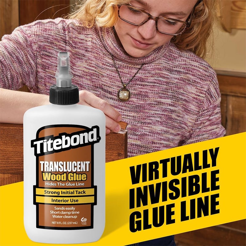 Titebond Translucent Wood Glue - 8 Ounce Bottle for Woodworking and Craft Projects - Image 2