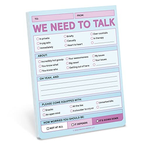 Knock Knock 1-Count We Need To Talk Nifty Note Memo Notepads, Checklist Memo Pads, 4 x 5.25-inches each (Pastel) - Image 1