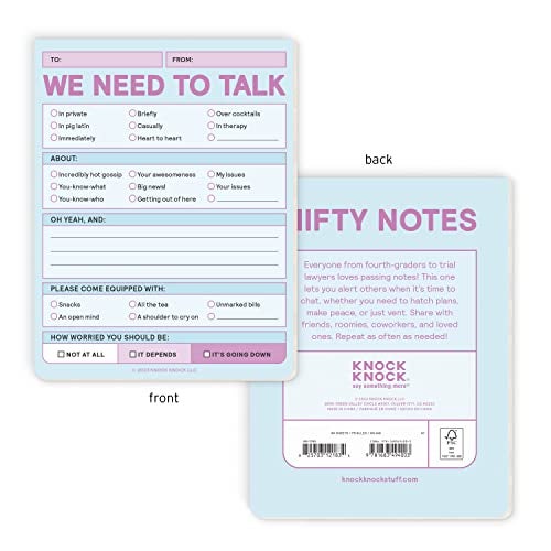 Knock Knock 1-Count We Need To Talk Nifty Note Memo Notepads, Checklist Memo Pads, 4 x 5.25-inches each (Pastel) - Image 2