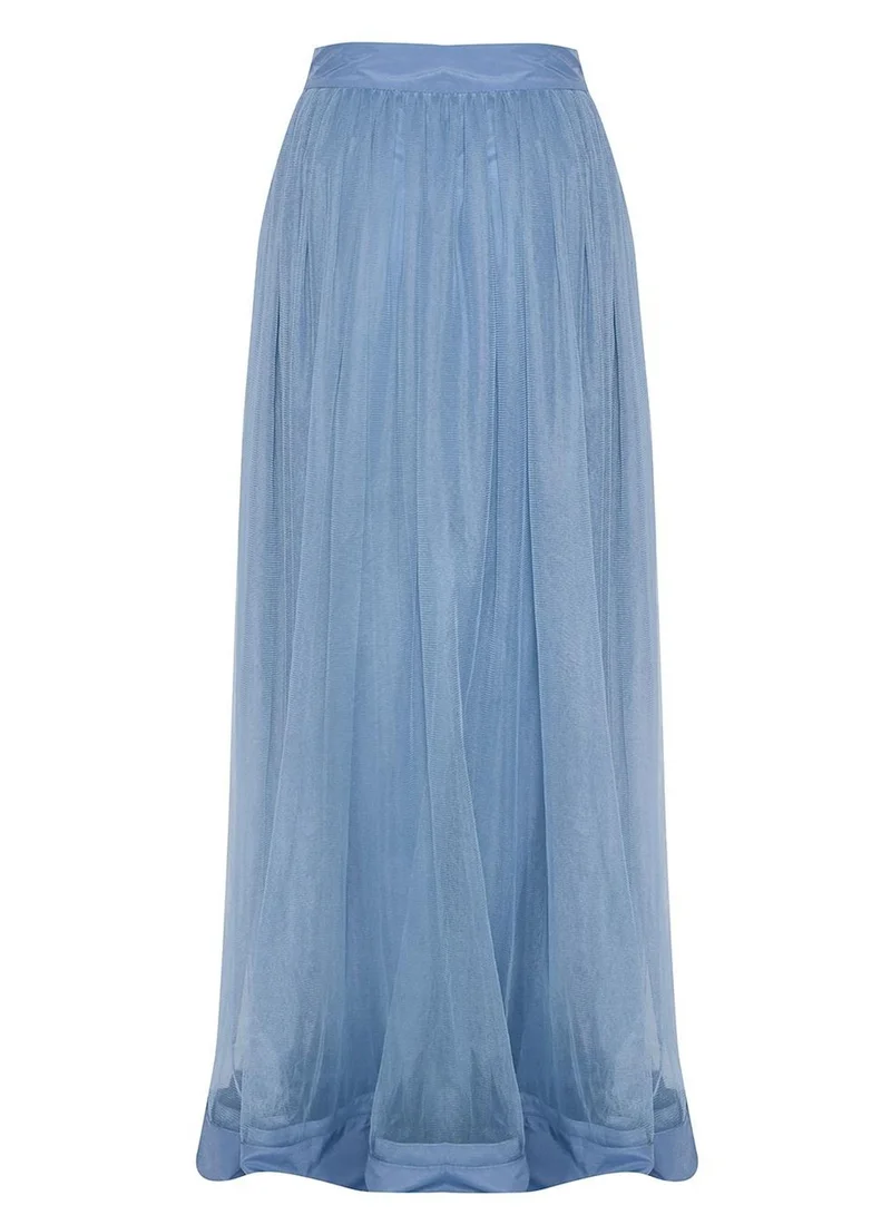 True Decadence  Ariana Dusty Blue Maxi Tulle Skirt for Women | Best Price UAE