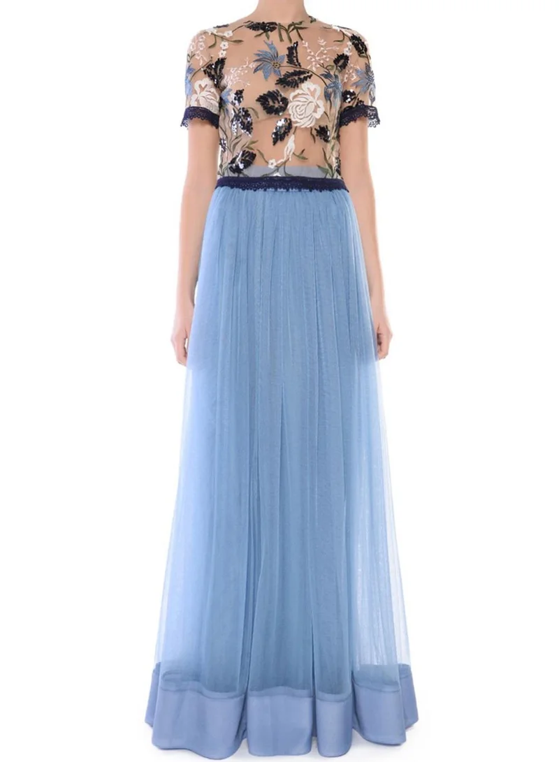 True Decadence Ariana Dusty Blue Maxi Tulle Skirt