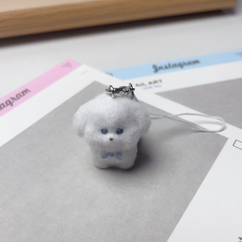 Resin Flocking Three-Dimensional Cartoon Cute Teddy Dog Key Chain Mobile Phone Pendant Diy Jewelry Pendant - Image 1