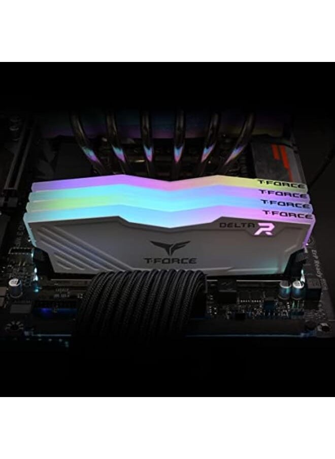 TeamGroup T Force Delta Rgb Ddr4 16Gb 2X8Gb 3600Mhz Pc4 28800 Cl18 وحدة ذاكرة الألعاب المكتبية Ram Tf4D416G3600Hc18Jdc01 أبيض  - Image 3