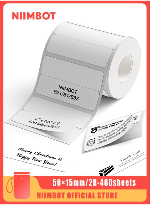 B1/B21/B3S/K3 NIIMBOT Labels, (50x15mmx2) Labels Refill for Label Maker, Waterproof, Oil-Proof and Tear-Proof Sticker Labels for Jar/Spice/Gift, White