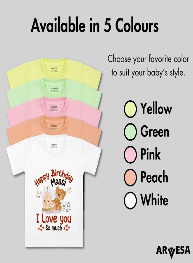 ARVESA Happy Birthday Maasi TS-1302 Family Birthday Baby Tshirt for Kids Boys & Girls Half Sleeves Round Neck Clothes Tshirt for Kids Boys 1 Months to 6 Years Dress Pink - Image 4