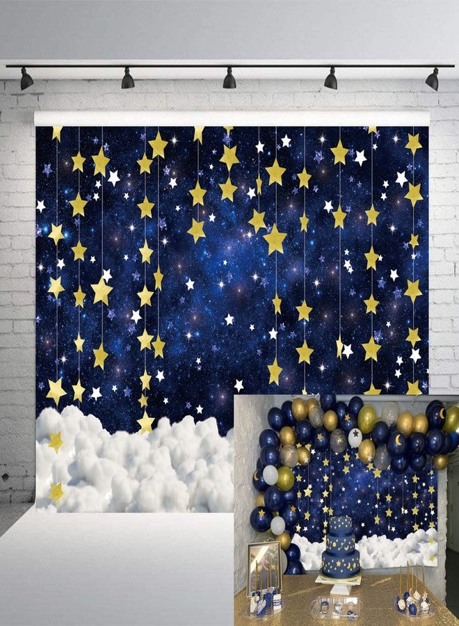 INRUI Twinkle Twinkle Little Star Baby Shower Photography Backdrop Glitter Gold Star Galaxy Starry Sky Cloudy Baby Shower Party Decorations Banner (7x5FT) - Image 2