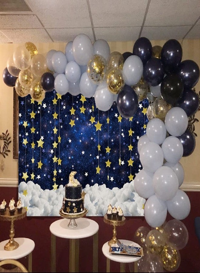 INRUI Twinkle Twinkle Little Star Baby Shower Photography Backdrop Glitter Gold Star Galaxy Starry Sky Cloudy Baby Shower Party Decorations Banner (7x5FT) - Image 3