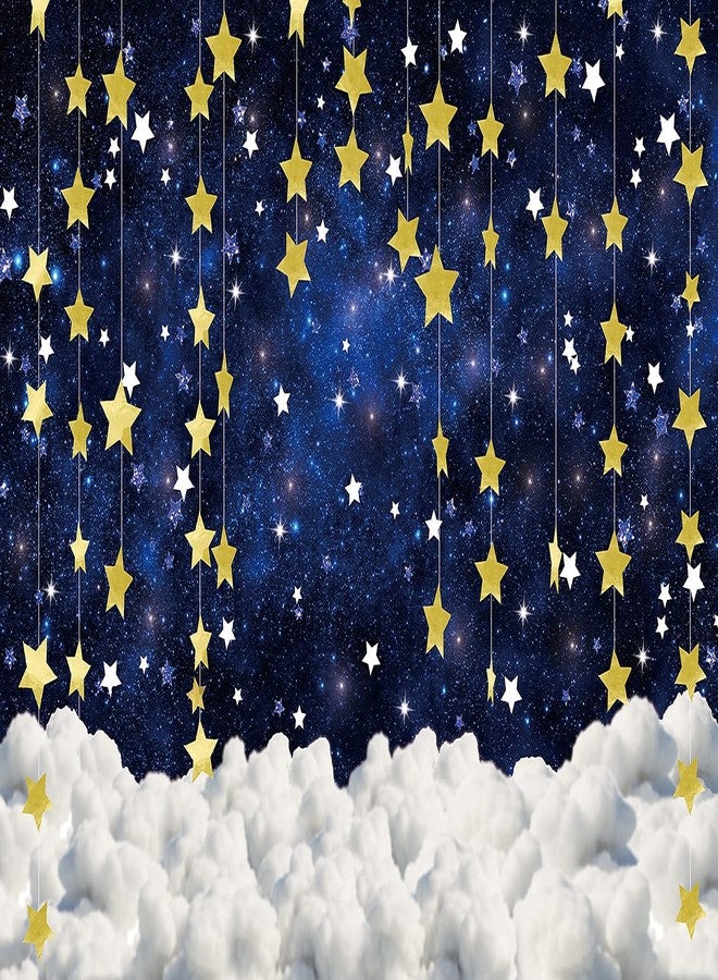INRUI Twinkle Twinkle Little Star Baby Shower Photography Backdrop Glitter Gold Star Galaxy Starry Sky Cloudy Baby Shower Party Decorations Banner (7x5FT) - Image 5