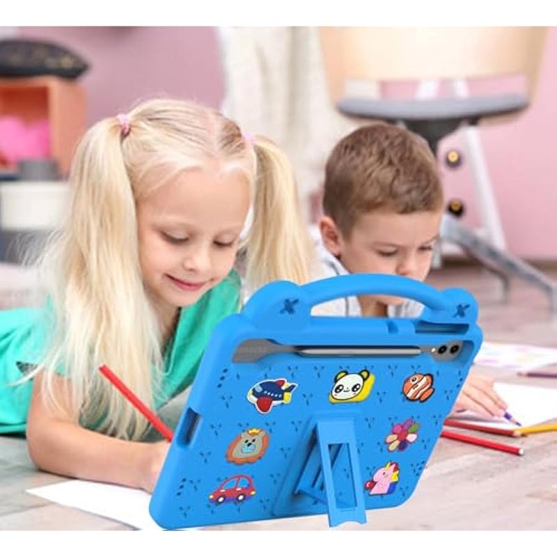Kids Tablet Case with Handle and Stand Lightweight Shockproof Cute Cover Compatible with Samsung Galaxy S7 Plus/ S8+/S9 Plus/S9 FE+/S10+ 12.4 Blue - Image 4
