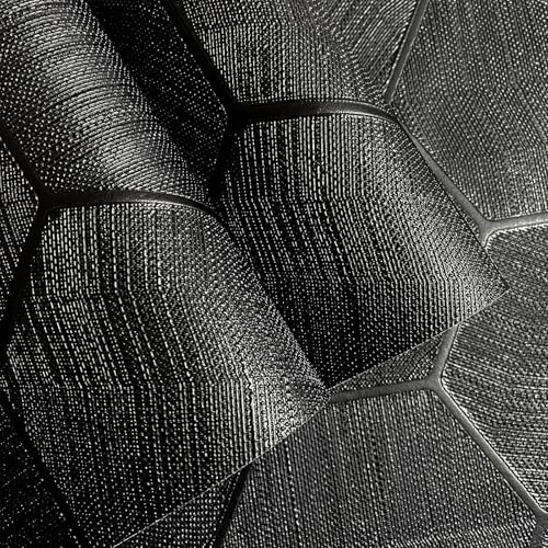 Simon&Siff Black Textured Wallpaper 3D Embossed Hexagon Wallpaper 17.3in x 19.7ft Non Woven Traditional Wallpaper for Bedroom Bathroom Textured Walls in The Bathroom (Non-Pasted) - Image 2