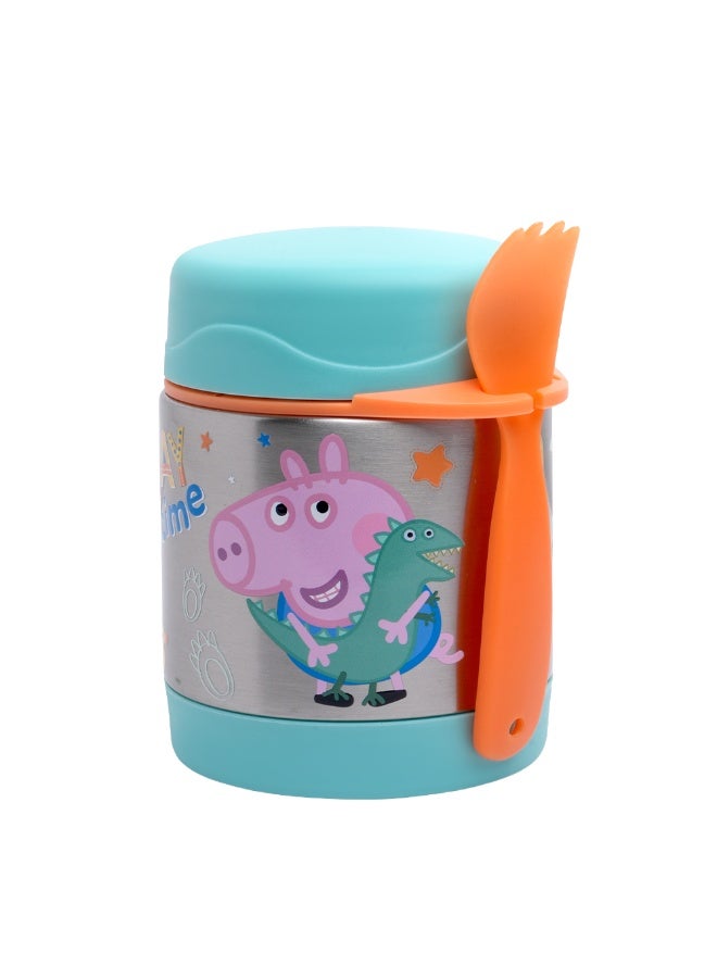 بيبا بيغ وعاء طعام معزول من الفولاذ المقاوم للصدأ من Peppa Pig / George Pig مع ملعقة - وعاء غداء حراري للأطفال للطعام الساخن أو البارد، مانع للتسرب، خالٍ من مادة BPA، مثالي للمدرسة ودور الحضانة والسفر - Image 1