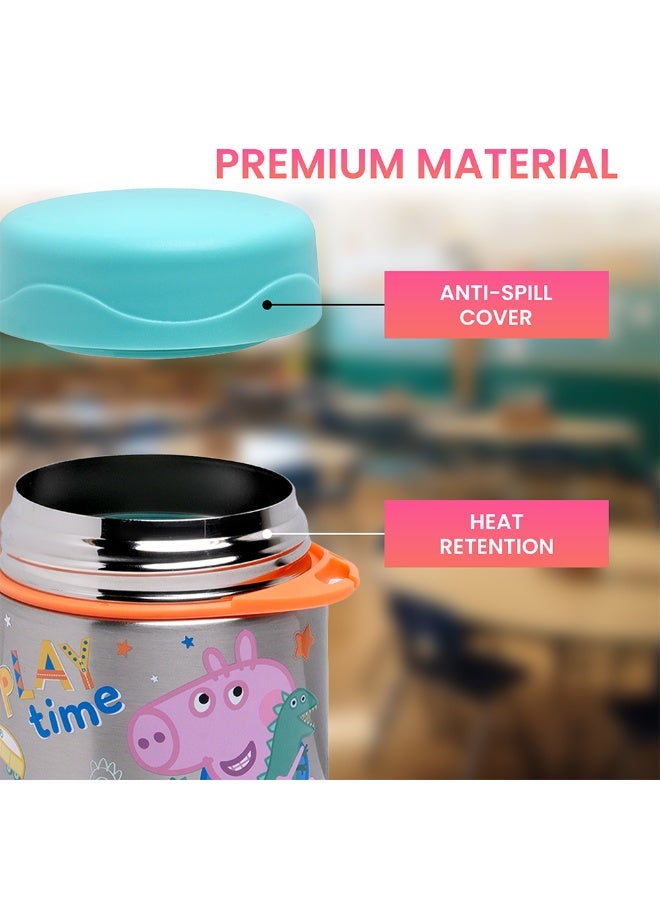 بيبا بيغ وعاء طعام معزول من الفولاذ المقاوم للصدأ من Peppa Pig / George Pig مع ملعقة - وعاء غداء حراري للأطفال للطعام الساخن أو البارد، مانع للتسرب، خالٍ من مادة BPA، مثالي للمدرسة ودور الحضانة والسفر - Image 2