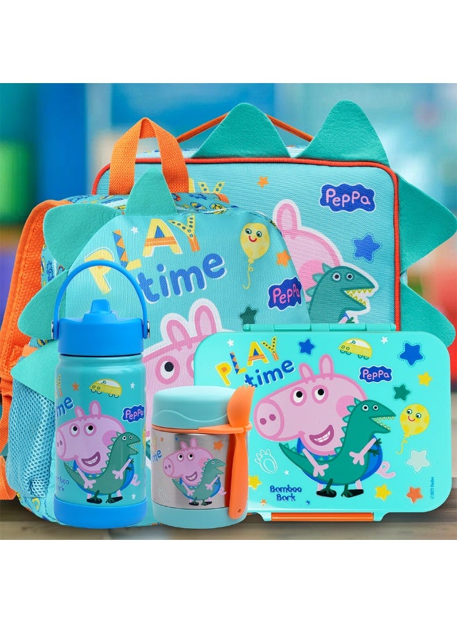 بيبا بيغ وعاء طعام معزول من الفولاذ المقاوم للصدأ من Peppa Pig / George Pig مع ملعقة - وعاء غداء حراري للأطفال للطعام الساخن أو البارد، مانع للتسرب، خالٍ من مادة BPA، مثالي للمدرسة ودور الحضانة والسفر - Image 4