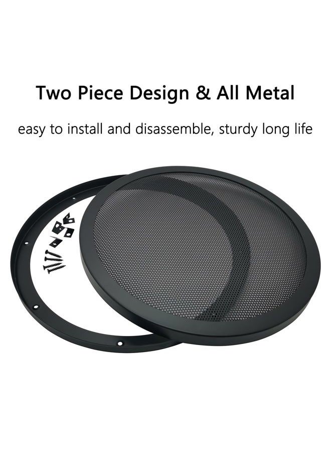 Fuhengli 12" Speaker Grill Covers, Car Speaker Subwoofer Guard Protector, Metal Frame with Metal Mesh, Black - 1Pc - Image 2
