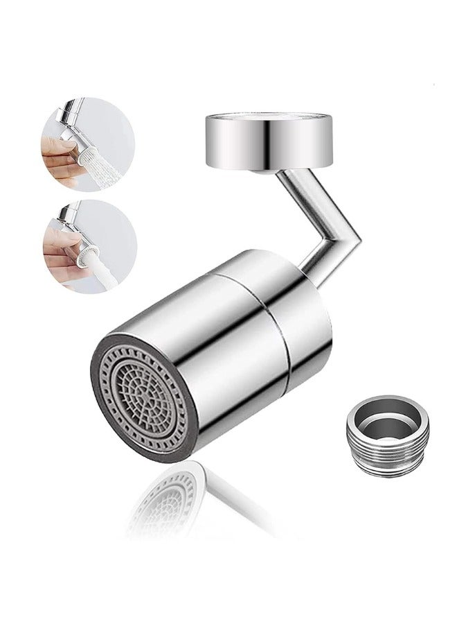 MANAM TRADING Kitchen Bathroom Universal Splash Filter Faucet 720 Swivel Faucet Extender Aerator with 2 Water Outlet Modes Silver - Image 1