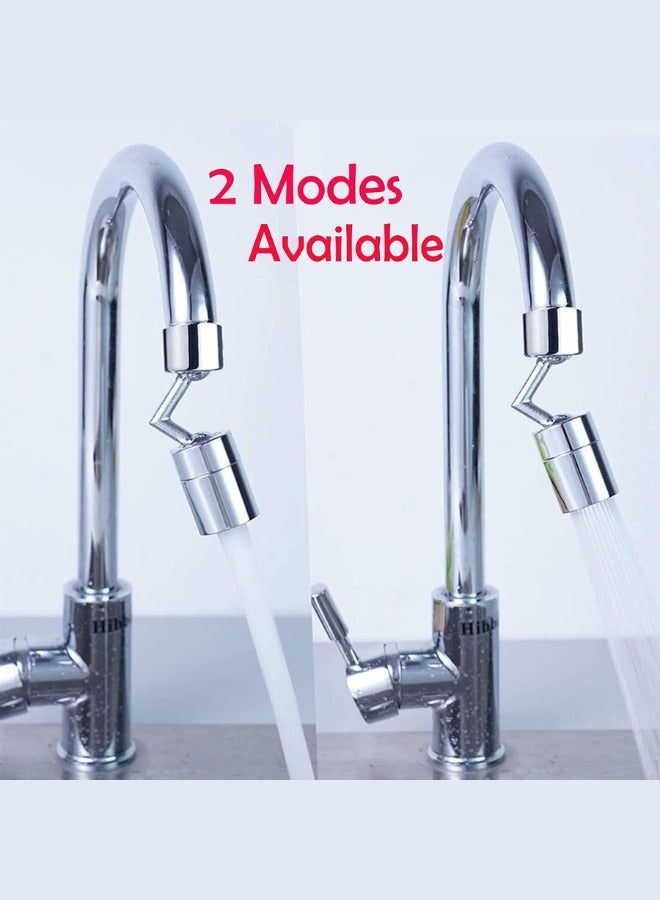 MANAM TRADING Kitchen Bathroom Universal Splash Filter Faucet 720 Swivel Faucet Extender Aerator with 2 Water Outlet Modes Silver - Image 2