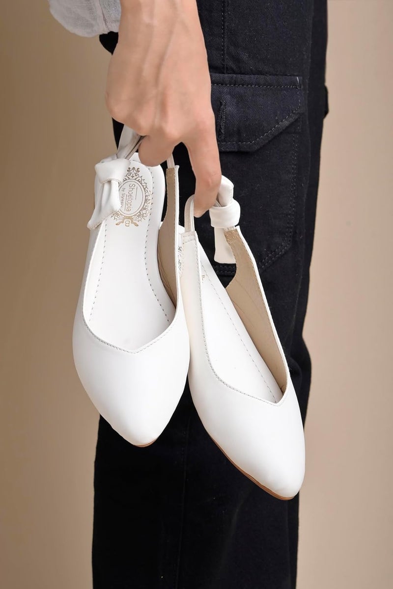 Shoetopia Women's  Pointed Toe Flats with Side Bow Stylish & Comfortable ||Slingback Ballet Shoes for Casual & Party Footwear - Image 3