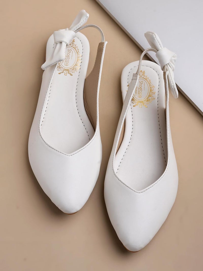 Shoetopia Women's  Pointed Toe Flats with Side Bow Stylish & Comfortable ||Slingback Ballet Shoes for Casual & Party Footwear - Image 4