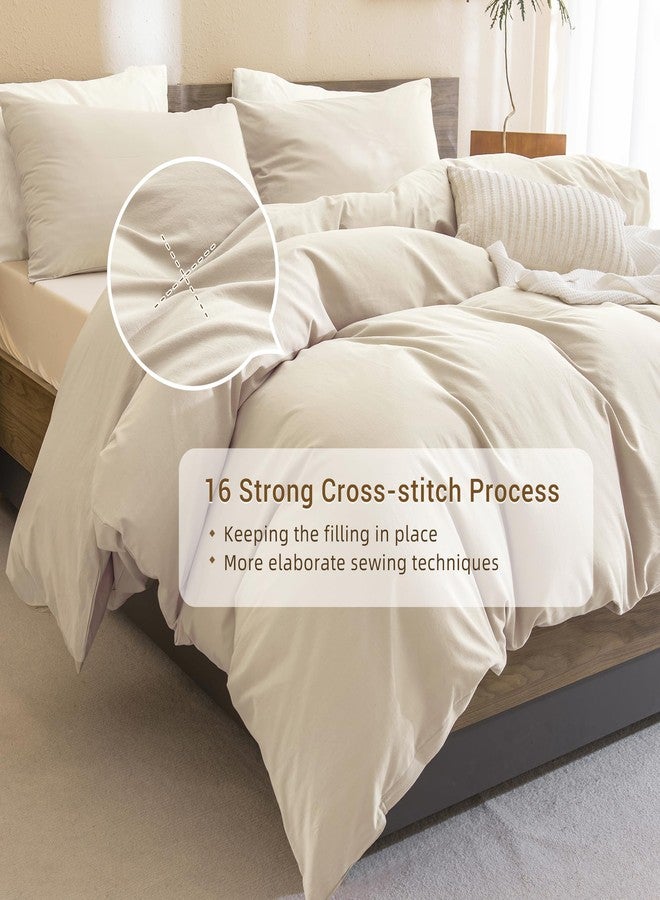 CozyTide Wheat Comforter Set for Queen Bed(90x90 Inch), 3 Pieces Solid Cotton Bedding Comforters & Sets, Soft Lightweight Fluffy Queen Bedding Set for All Season - Image 4