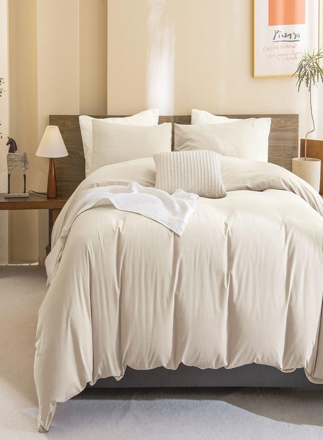 CozyTide Wheat Comforter Set for Queen Bed(90x90 Inch), 3 Pieces Solid Cotton Bedding Comforters & Sets, Soft Lightweight Fluffy Queen Bedding Set for All Season - Image 2