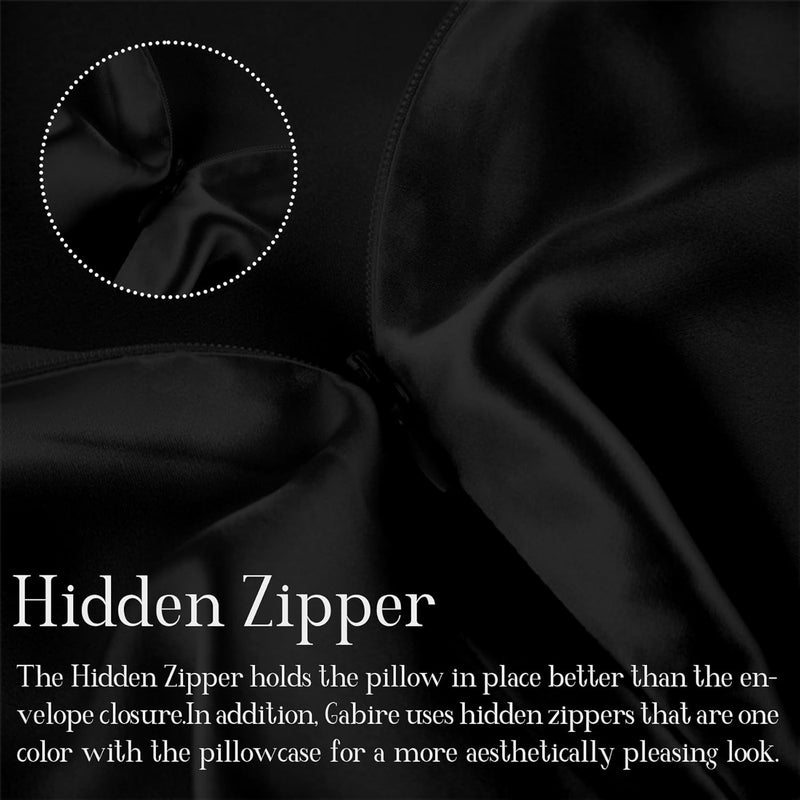 Gabire Mulberry Silk Pillow Cases Set of 2, Both Sides Real Silk Pillow Cover for Hair and Skin Prevent Acne Pillowcase Organic Silk Pillowcase 2 Pack with Hidden Zipper, Black, Queen (20"×30") - Image 4