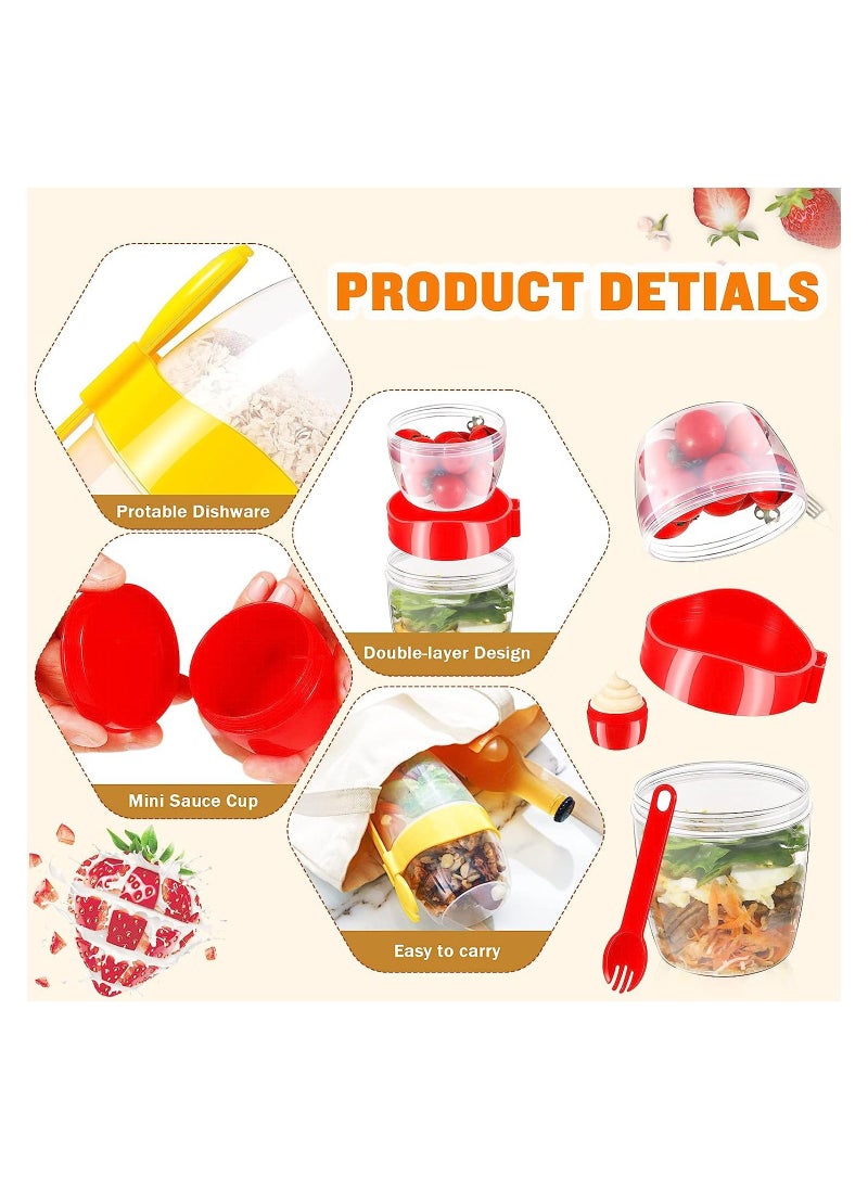 KASTWAVE - 29oz Breakfast On the Go Cups, 4PCS Reusable Yogurt Parfait Cups with Lids and Spoons, Colorful Overnight Oats Container Jar with Topping Cereal Containers, Salad Containers, Dessert Cups - Image 1