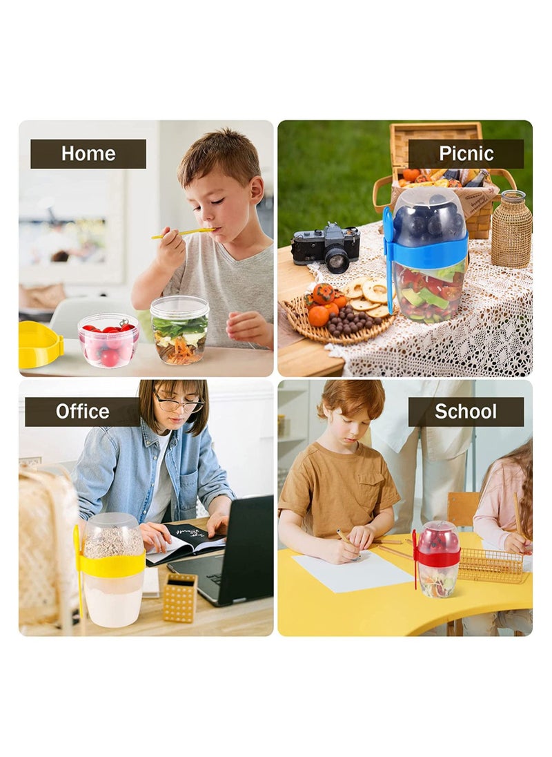 KASTWAVE - 29oz Breakfast On the Go Cups, 4PCS Reusable Yogurt Parfait Cups with Lids and Spoons, Colorful Overnight Oats Container Jar with Topping Cereal Containers, Salad Containers, Dessert Cups - Image 1