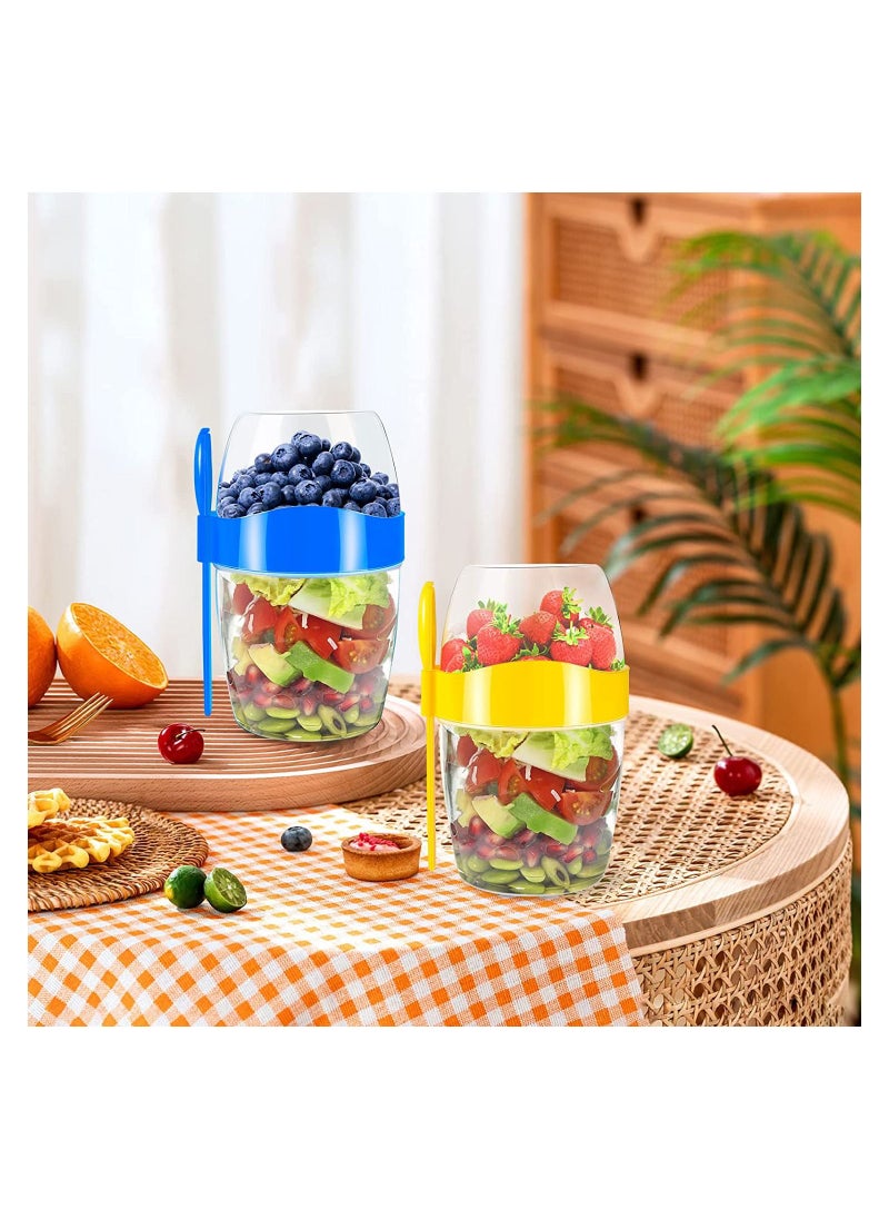 KASTWAVE - 29oz Breakfast On the Go Cups, 4PCS Reusable Yogurt Parfait Cups with Lids and Spoons, Colorful Overnight Oats Container Jar with Topping Cereal Containers, Salad Containers, Dessert Cups - Image 1