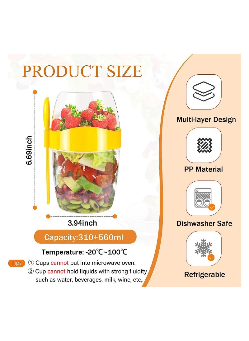 KASTWAVE - 29oz Breakfast On the Go Cups, 4PCS Reusable Yogurt Parfait Cups with Lids and Spoons, Colorful Overnight Oats Container Jar with Topping Cereal Containers, Salad Containers, Dessert Cups - Image 1
