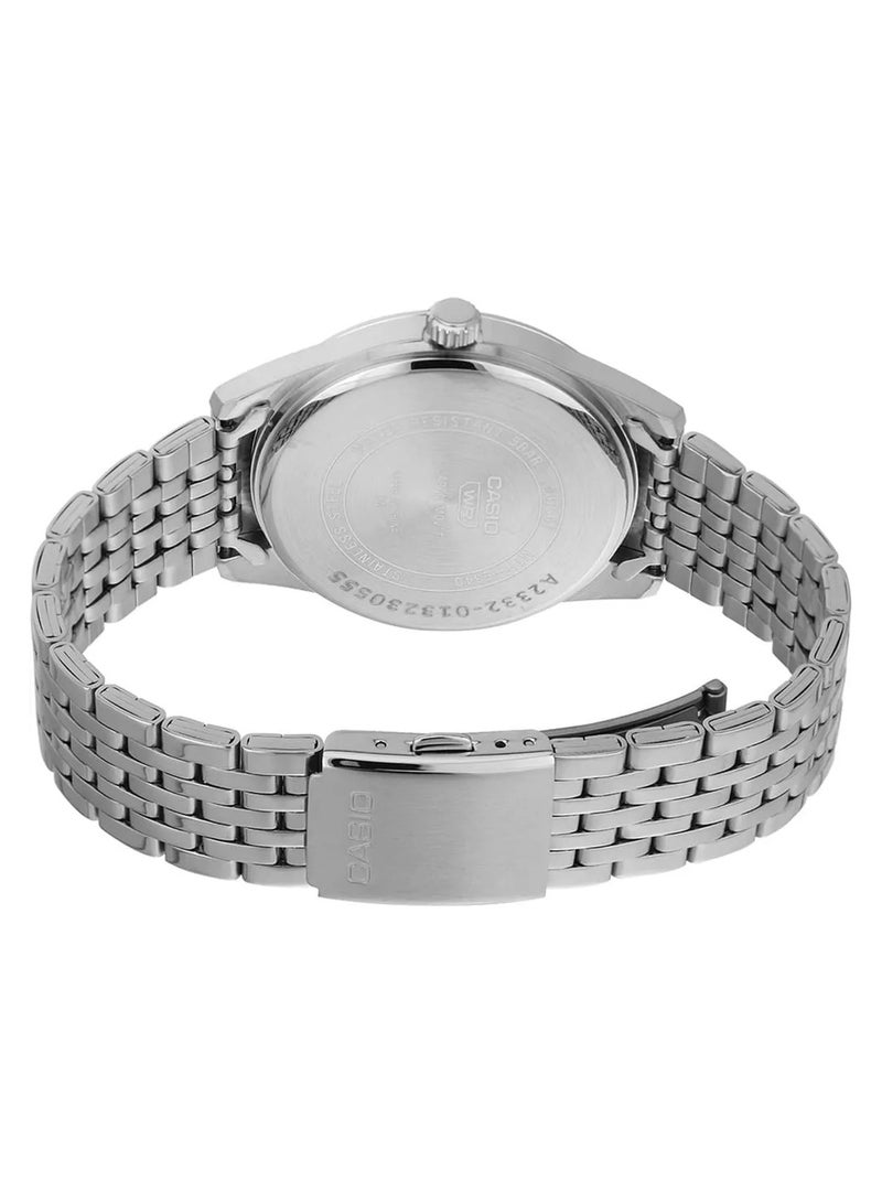 CASIO Mens Watch Green Dial Silver Band MTP-E340D-3AVDF - Image 3