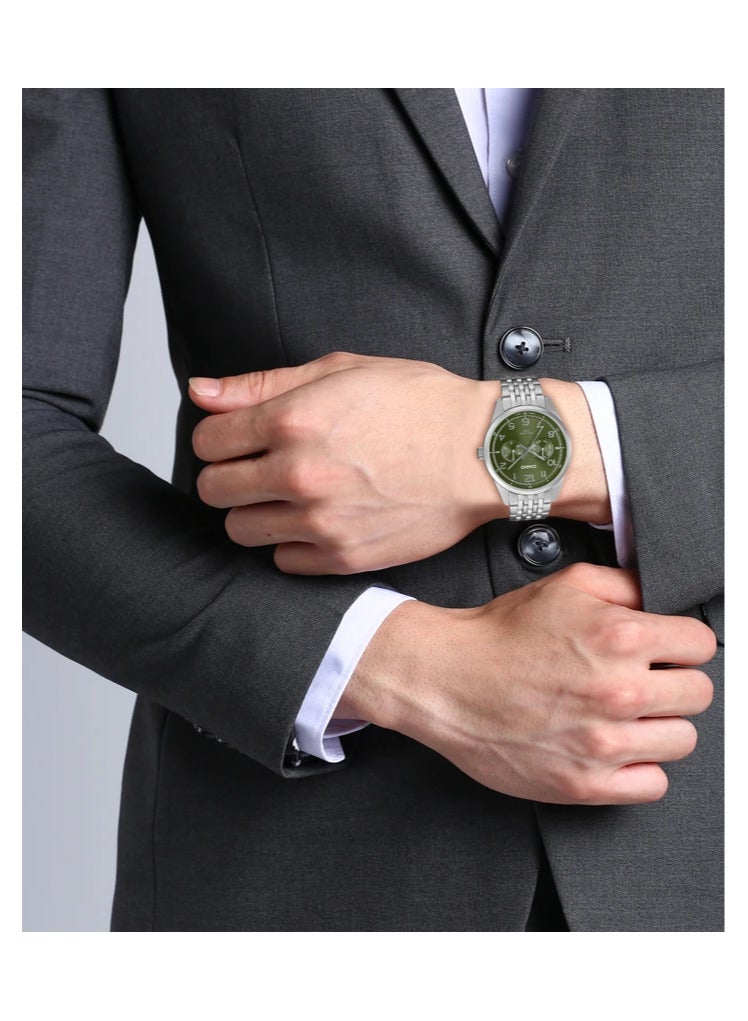 CASIO Mens Watch Green Dial Silver Band MTP-E340D-3AVDF - Image 5