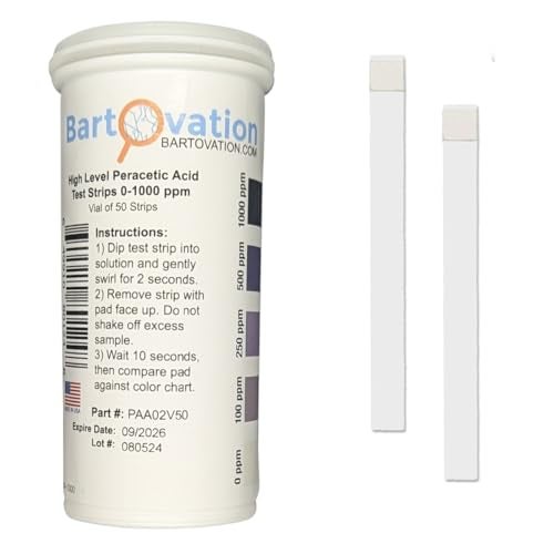 Bartovation Peracetic Acid Test Strips, High Level, 0-1000 ppm [Vial of 50 Strips] - Image 5