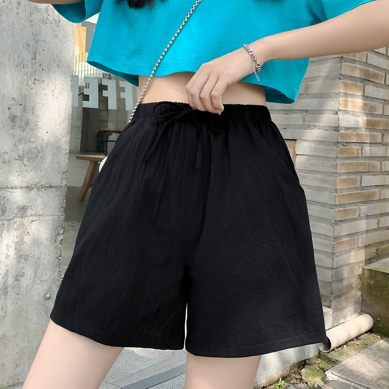 Summer Cotton Shorts A-Line Loose Women Rose powder  - Image 3