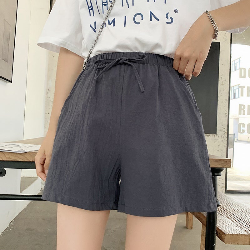 Summer Cotton Shorts A-Line Loose Women Rose powder  - Image 5