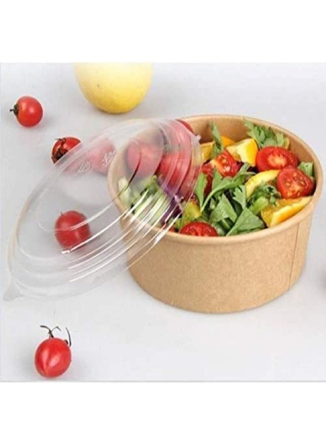 SNH Packing Eco Friendly Kraft Salad Bowl Bio Disposable Dishes Soup Brown With Lid - 500ml 10 Pieces - Image 4