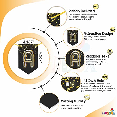 WOBBOX Happy New Year Bunting Banner Happy New Year 2023 Golden & Silver Gliter With Sparkling Background, Happy New Year 2023 Decoration - Image 2