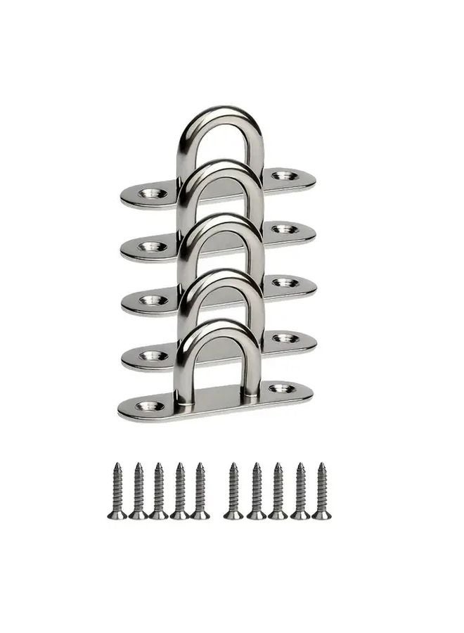 15 قطعة من خطافات براغي M5 الفولاذية المقاومة للصدأ الفضية مع حلقات معدنية للمعدات البحرية - Image 2