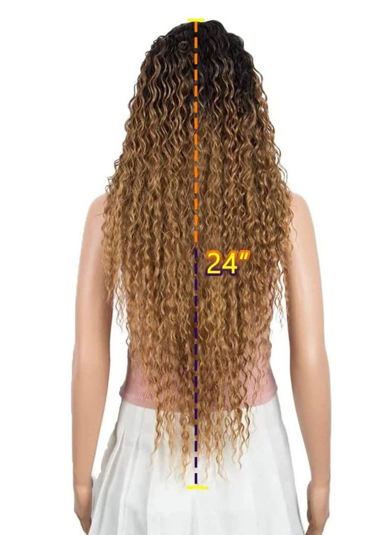 إستيل شعر مستعار أمامي طويل مجعد من الدانتيل مع 13 بوصة × 2.5 بوصة شعر مستعار مقلد لفروة الرأس الاصطناعية مقاومة للحرارة شعر مستعار صناعي للنساء 130٪ كثافة مجعد أومبير لون العسل - Image 4