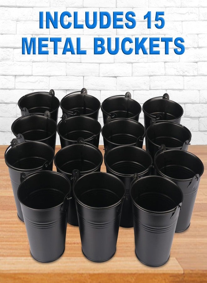 GENHAKON 15 Pack 4 Inch Black Iron Pail, Metal Buckets with Handle, Easter Bucket,Pencil Holder and Flower Pots, Used to Carry, Store, or Even Plant, by GENHAKON. - Image 3