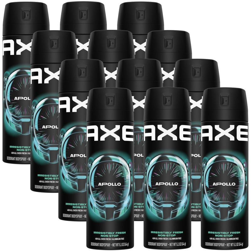 AXE Aluminum-Free Body Spray XL Apollo 12-Pack, 48H Odor Protection, 5.1 Fl Oz Ea - Image 1
