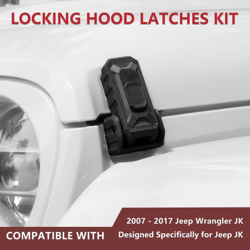 ZKJAYOE Locking Hood Latch with Keys, Jeep Hood Latch for 2007-2017 Jeep Wrangler JK/JKU, Anti-Theft Hood Lock Catch Latch Accessories, Dust & Water Resistant, 100% Exclusive Development for Jeep JK, 1 Pair - Image 2